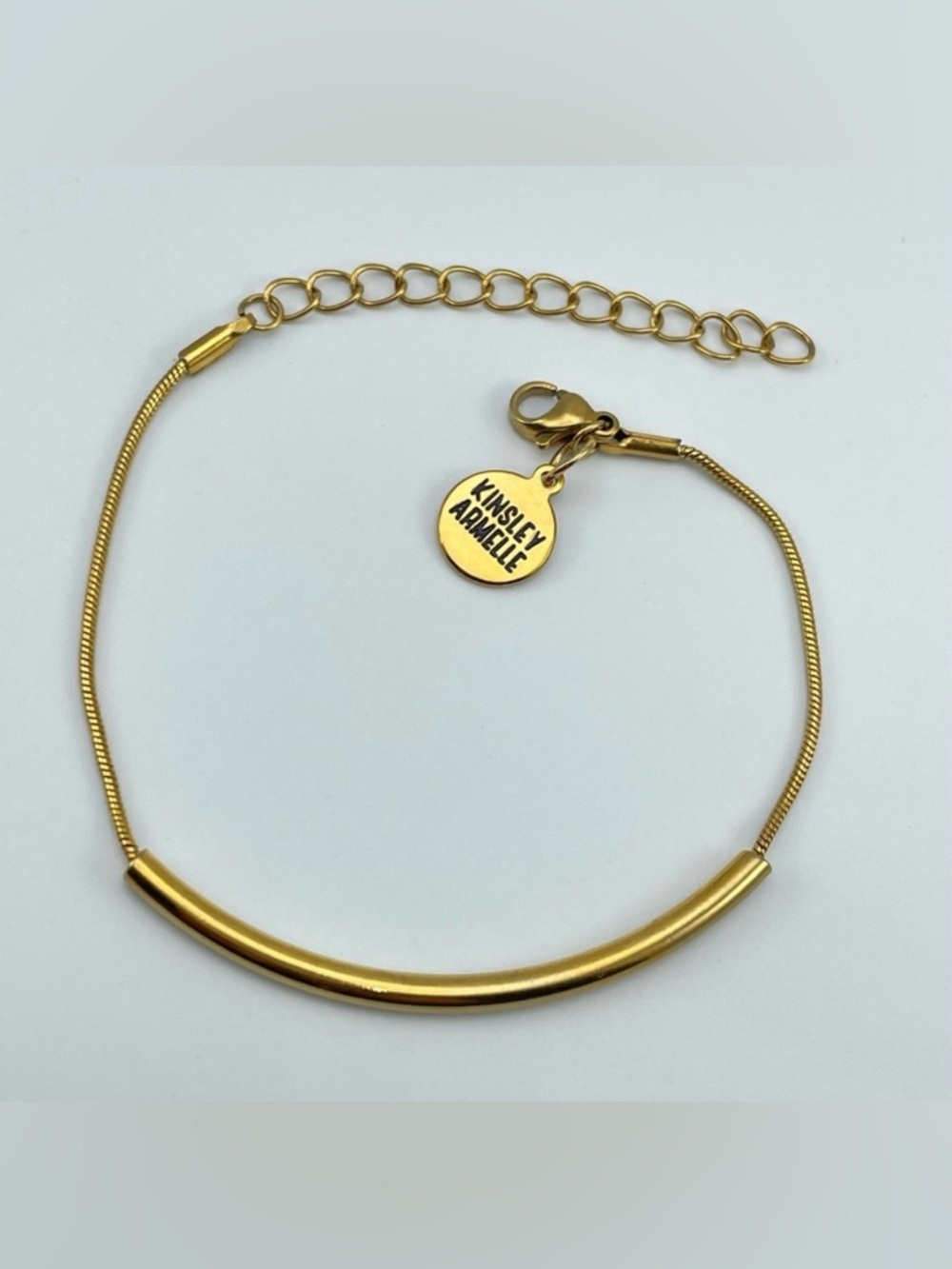 Kinsley Armelle Gold Tone Minimalist Bar Bracelet Adjustable